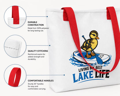 Duck Paddleboard Tote Bag, Lake Life Summer Beach Bag, Outdoor Lover Gift