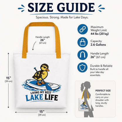 Duck Paddleboard Tote Bag, Lake Life Summer Beach Bag, Outdoor Lover Gift