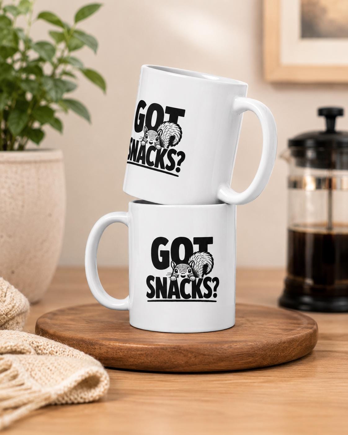 Funny Squirrel Mug, Got Snacks? Woodland Wildlife Coffee Cup