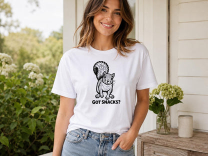 Funny Squirrel Shirt, Woodland Animal Graphic Tee, Got Snacks? Unisex T-Shirt
