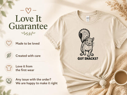 Funny Squirrel Shirt, Woodland Animal Graphic Tee, Got Snacks? Unisex T-Shirt