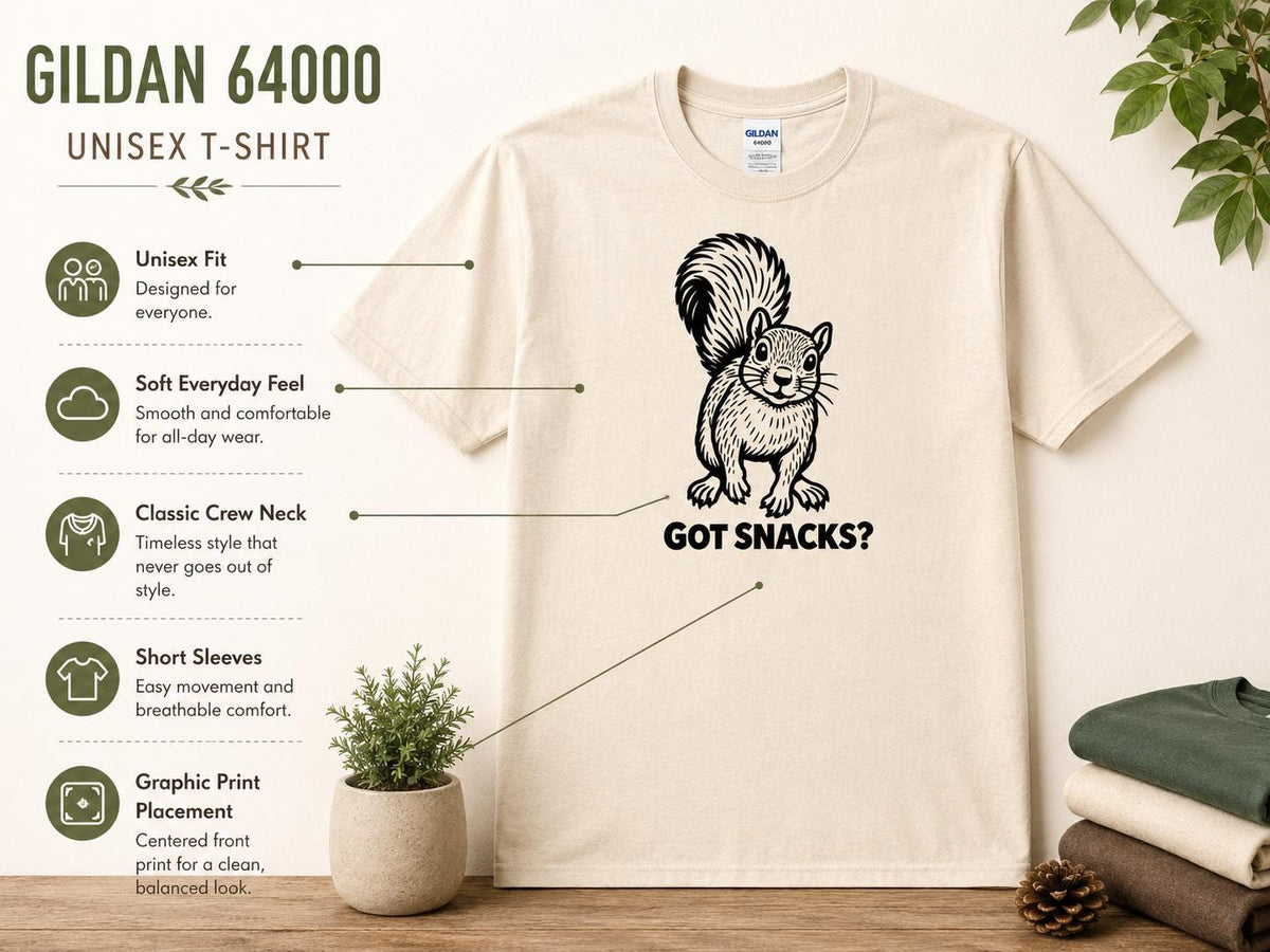Funny Squirrel Shirt, Woodland Animal Graphic Tee, Got Snacks? Unisex T-Shirt