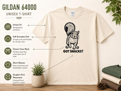 Funny Squirrel Shirt, Woodland Animal Graphic Tee, Got Snacks? Unisex T-Shirt
