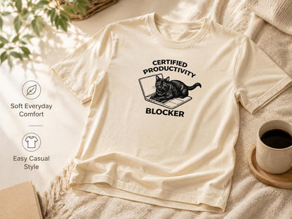 Funny Cat Shirt Certified Productivity Blocker Cat Lover Gift Work From Home Tee