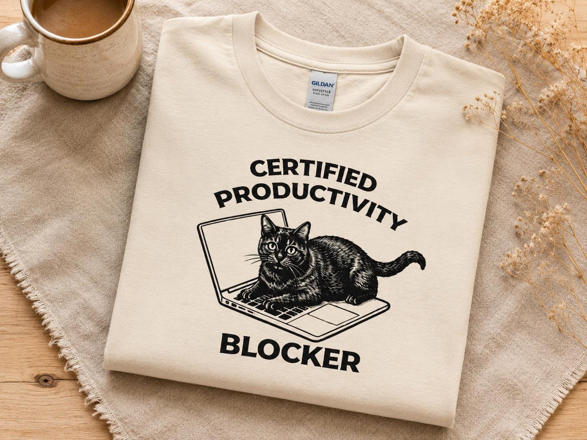 Funny Cat Shirt Certified Productivity Blocker Cat Lover Gift Work From Home Tee