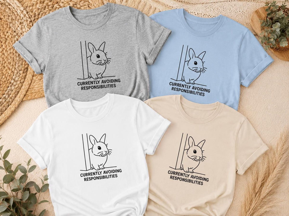 Currently Avoiding Responsibilities Bunny Shirt Funny Rabbit Tee For Introverts