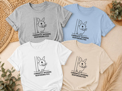 Currently Avoiding Responsibilities Bunny Shirt Funny Rabbit Tee For Introverts
