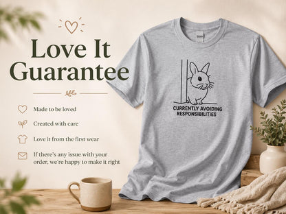 Currently Avoiding Responsibilities Bunny Shirt Funny Rabbit Tee For Introverts