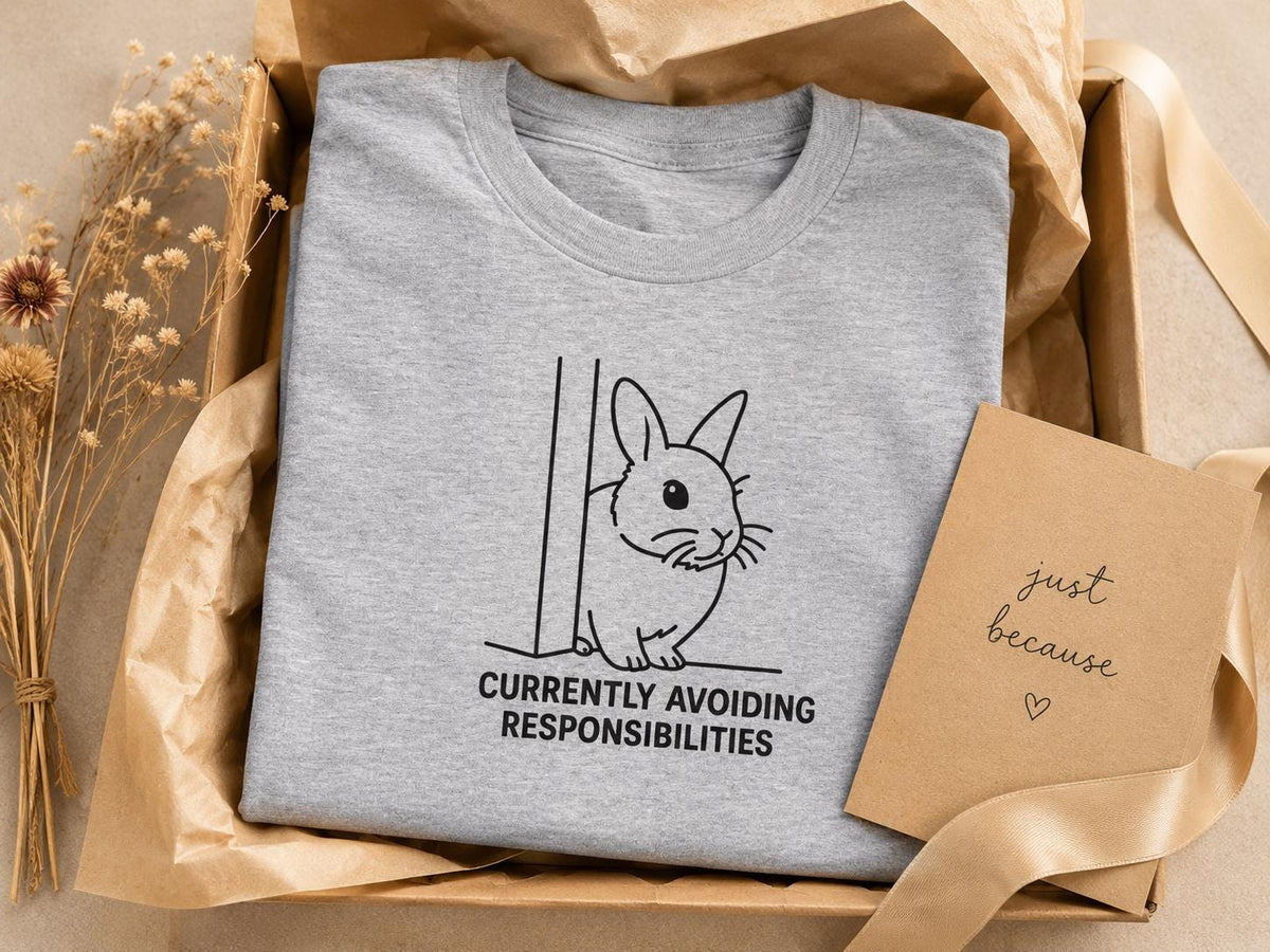 Currently Avoiding Responsibilities Bunny Shirt Funny Rabbit Tee For Introverts