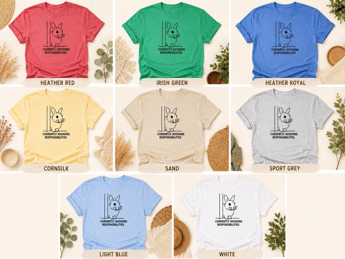 Currently Avoiding Responsibilities Bunny Shirt Funny Rabbit Tee For Introverts