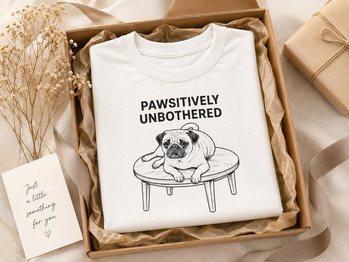 Pawsitively Unbothered Pug Shirt Funny Dog Tee For Chill Pet Lovers