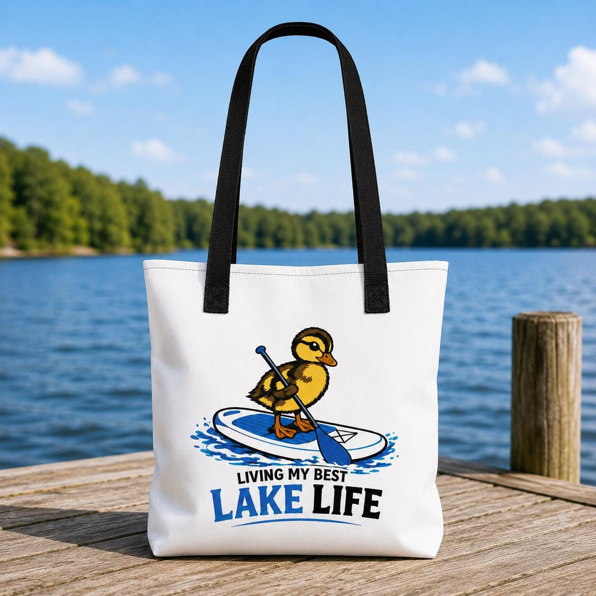 Duck Paddleboard Tote Bag, Lake Life Summer Beach Bag, Outdoor Lover Gift