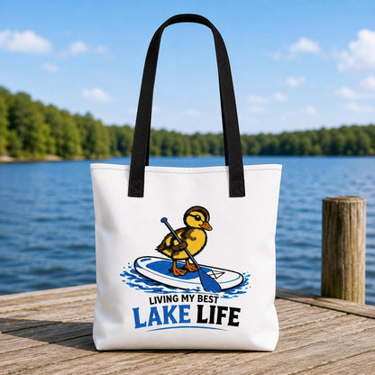 Duck Paddleboard Tote Bag, Lake Life Summer Beach Bag, Outdoor Lover Gift