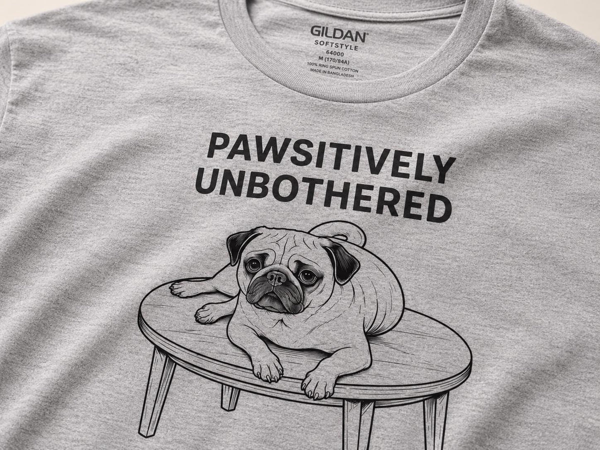 Pawsitively Unbothered Pug Shirt Funny Dog Tee For Chill Pet Lovers