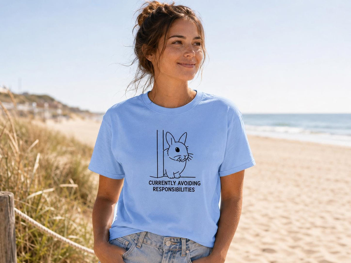 Currently Avoiding Responsibilities Bunny Shirt Funny Rabbit Tee For Introverts