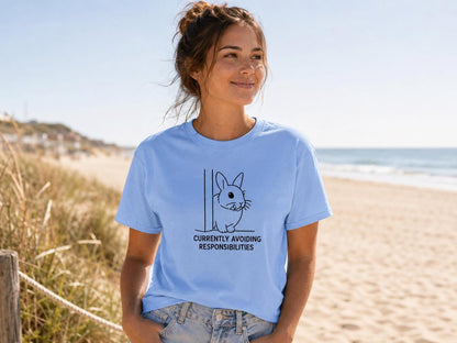 Currently Avoiding Responsibilities Bunny Shirt Funny Rabbit Tee For Introverts