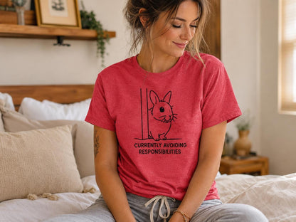 Currently Avoiding Responsibilities Bunny Shirt Funny Rabbit Tee For Introverts