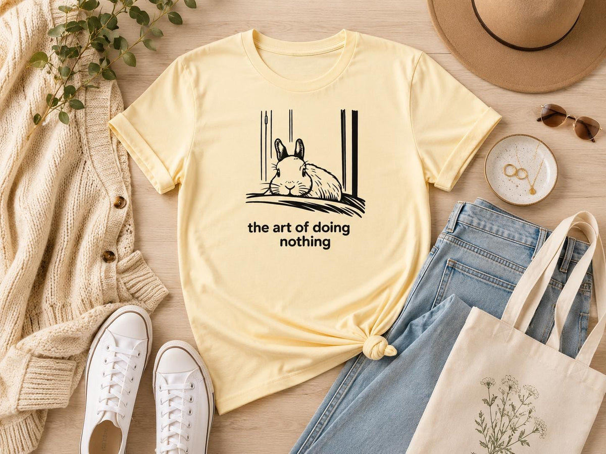 Funny Rabbit Shirt The Art Of Doing Nothing Bunny Lover Gift Cozy Animal Tee