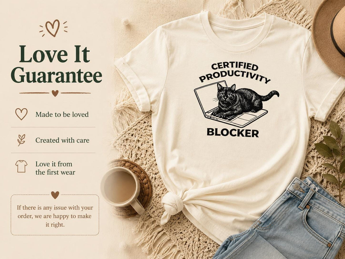 Funny Cat Shirt Certified Productivity Blocker Cat Lover Gift Work From Home Tee