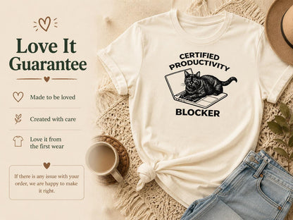 Funny Cat Shirt Certified Productivity Blocker Cat Lover Gift Work From Home Tee