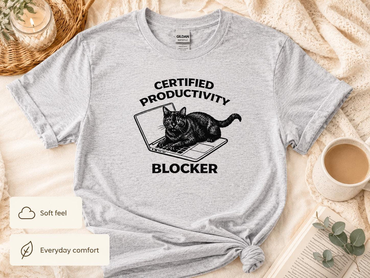 Funny Cat Shirt Certified Productivity Blocker Cat Lover Gift Work From Home Tee