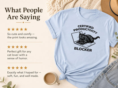 Funny Cat Shirt Certified Productivity Blocker Cat Lover Gift Work From Home Tee
