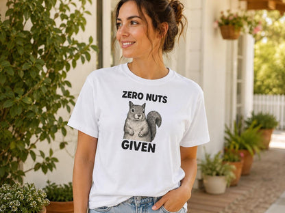 Funny Squirrel Shirt Zero Nuts Given Sarcastic Animal Lover Gift Graphic Tee