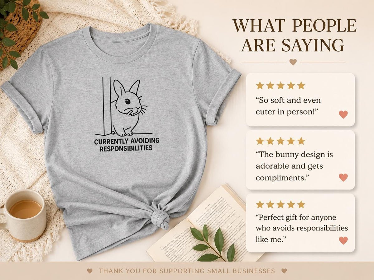 Currently Avoiding Responsibilities Bunny Shirt Funny Rabbit Tee For Introverts