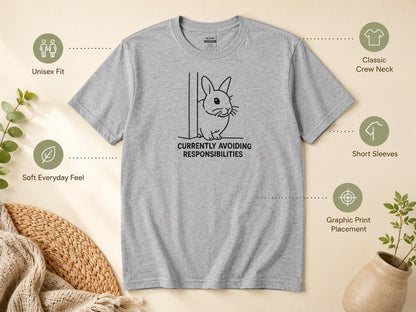 Currently Avoiding Responsibilities Bunny Shirt Funny Rabbit Tee For Introverts