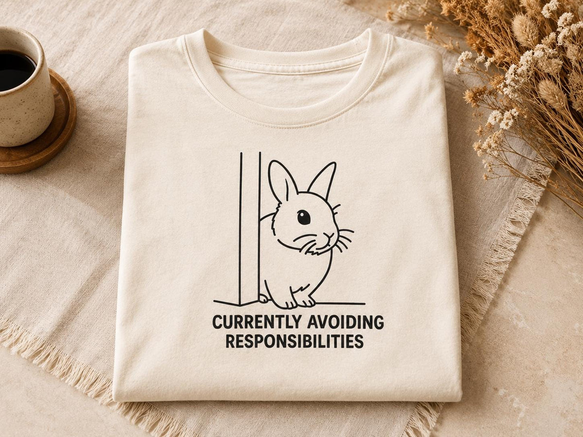 Currently Avoiding Responsibilities Bunny Shirt Funny Rabbit Tee For Introverts