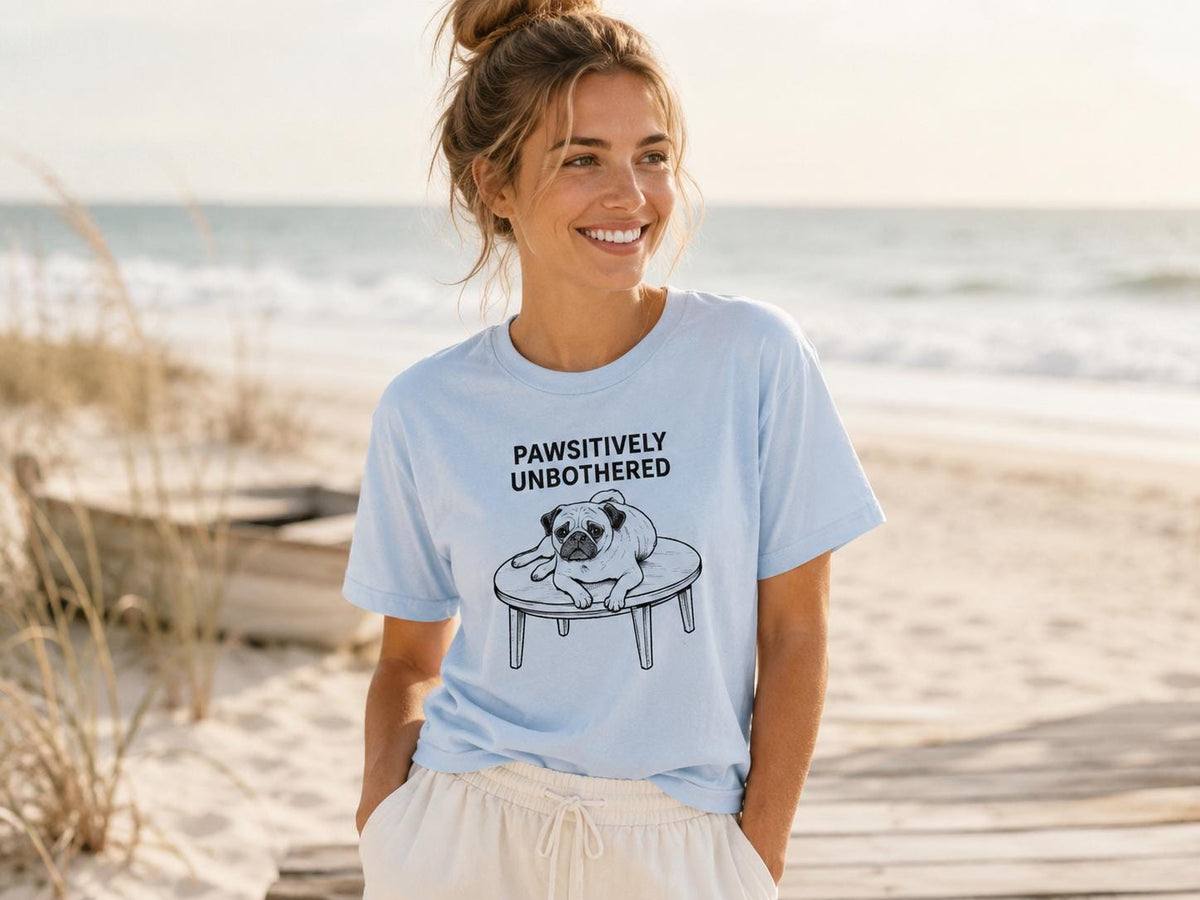Pawsitively Unbothered Pug Shirt Funny Dog Tee For Chill Pet Lovers