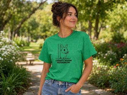 Currently Avoiding Responsibilities Bunny Shirt Funny Rabbit Tee For Introverts