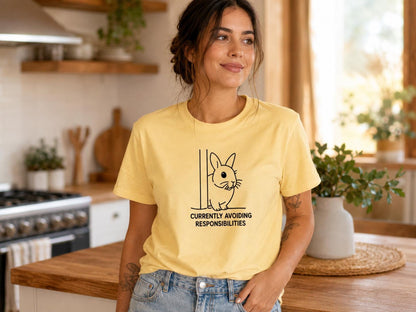 Currently Avoiding Responsibilities Bunny Shirt Funny Rabbit Tee For Introverts