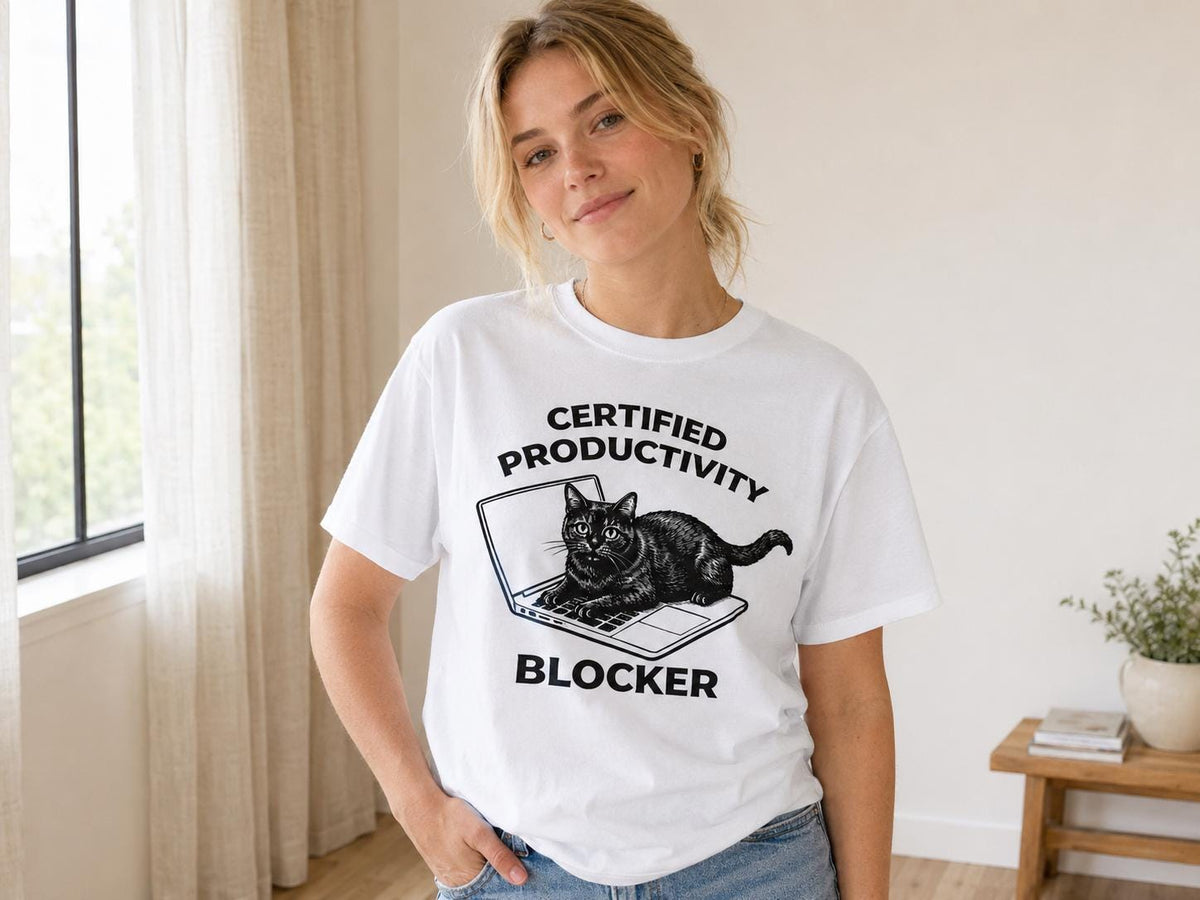 Funny Cat Shirt Certified Productivity Blocker Cat Lover Gift Work From Home Tee