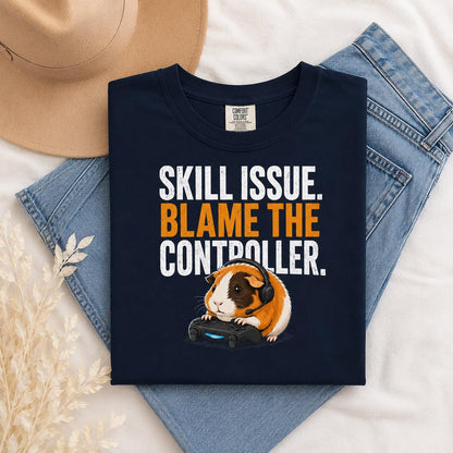 Funny Guinea Pig Gamer T-Shirt, Organic Cotton Gaming Tee, Controller Blame Shirt