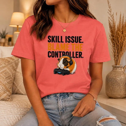 Funny Guinea Pig Gamer T-Shirt, Organic Cotton Gaming Tee, Blame Controller Shirt