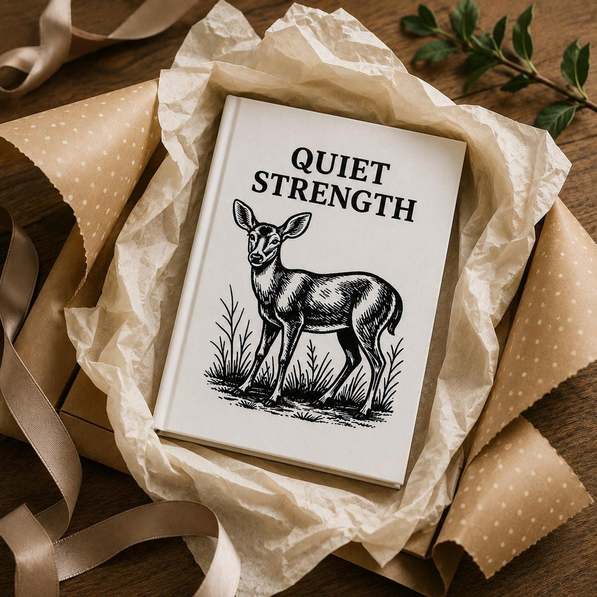Deer Illustration Hardcover Journal, Wildlife Reflection Notebook, Lined Pages