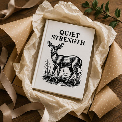 Deer Illustration Hardcover Journal, Wildlife Reflection Notebook, Lined Pages