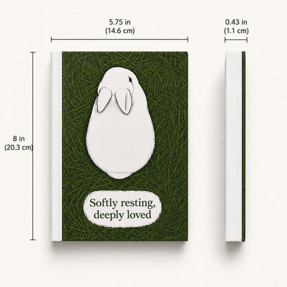 Softly Resting Rabbit Hardcover Journal, Bunny Nature Art Notebook