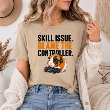 Funny Guinea Pig Gamer T-Shirt, Organic Cotton Gaming Tee, Blame Controller Shirt