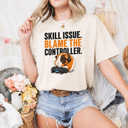 Funny Guinea Pig Gamer T-Shirt, Organic Cotton Gaming Tee, Blame Controller Shirt