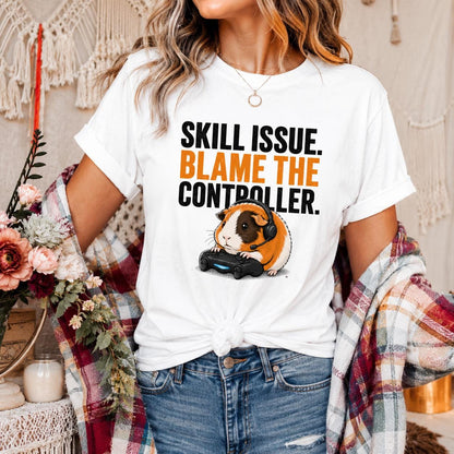 Funny Guinea Pig Gamer T-Shirt, Organic Cotton Gaming Tee, Blame Controller Shirt