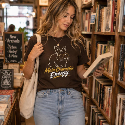 Main Character Energy Rabbit Shirt, Bunny Sunglasses Graphic Tee, Animal Lover Apparel