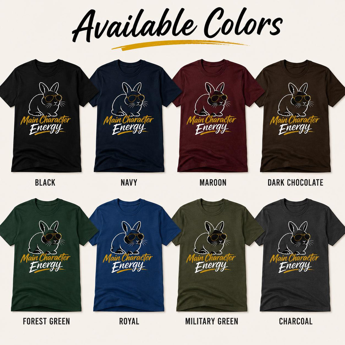 Main Character Energy Rabbit Shirt, Bunny Sunglasses Graphic Tee, Animal Lover Apparel