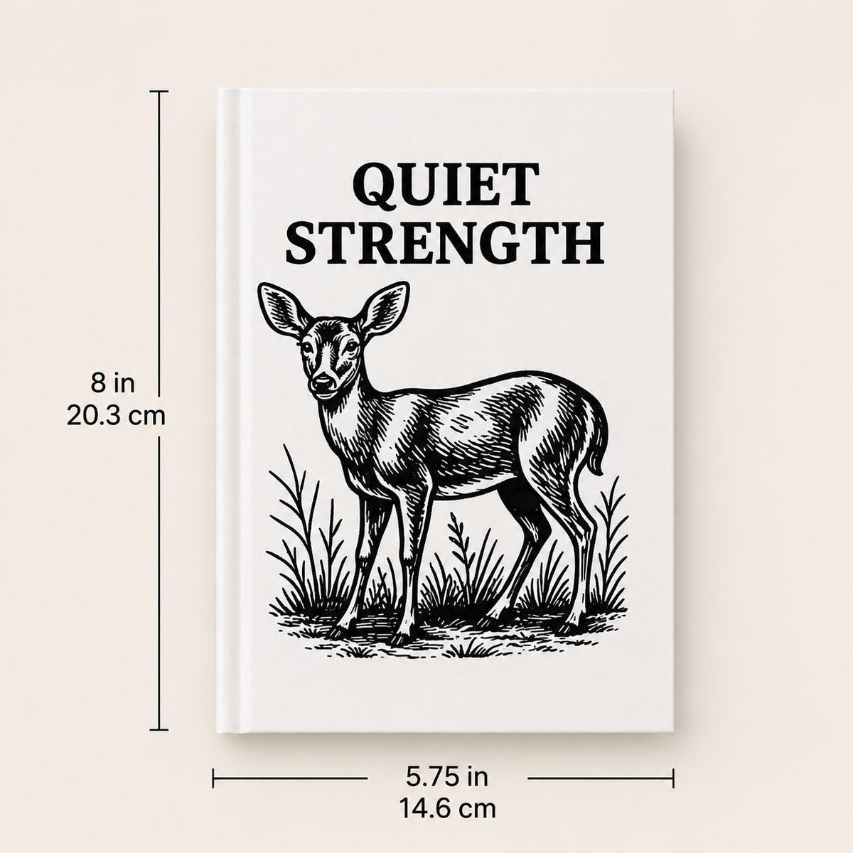 Deer Illustration Hardcover Journal, Wildlife Reflection Notebook, Lined Pages