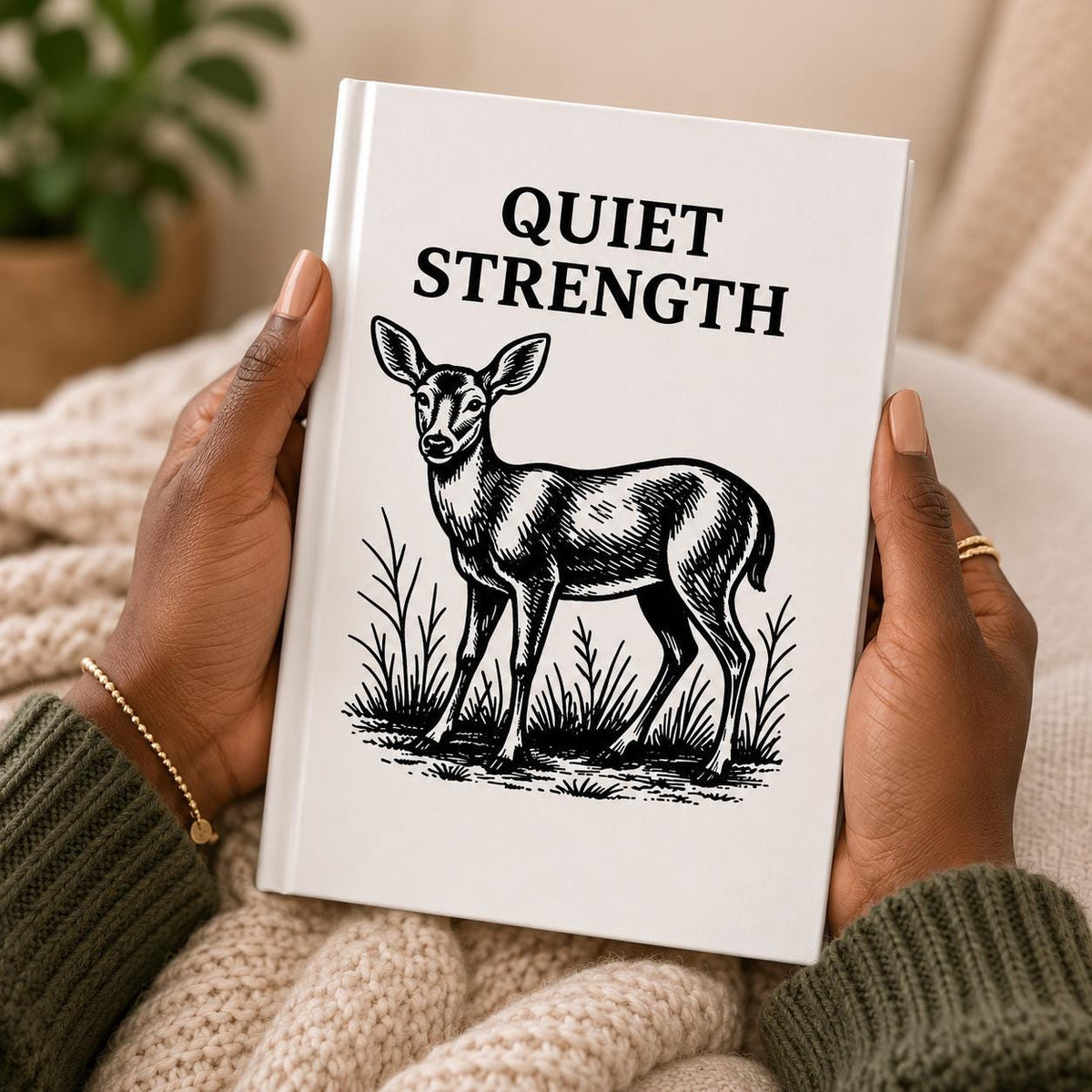 Deer Illustration Hardcover Journal, Wildlife Reflection Notebook, Lined Pages