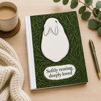 Softly Resting Rabbit Hardcover Journal, Bunny Nature Art Notebook