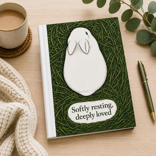 Softly Resting Rabbit Hardcover Journal, Bunny Nature Art Notebook