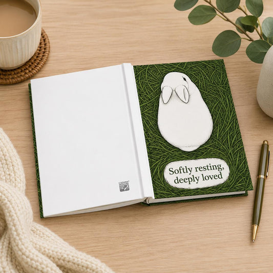 Softly Resting Rabbit Hardcover Journal, Bunny Nature Art Notebook