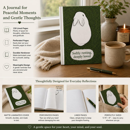 Softly Resting Rabbit Hardcover Journal, Bunny Nature Art Notebook